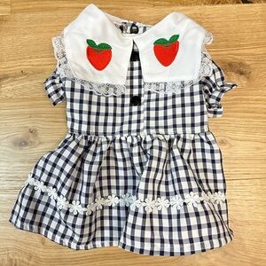 Farmers Dog Plaid Dress with Cherries in the collar and Lace Details - Small
